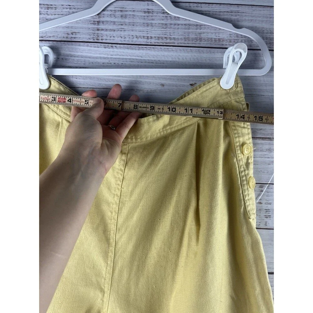 100% Linen Bermuda Women's Size L Yellow by debra Deroo